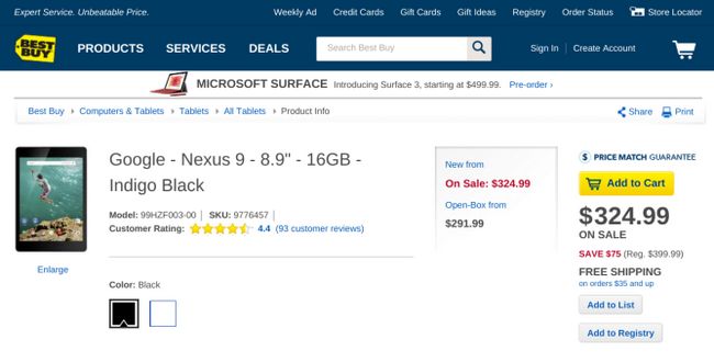Fotografía - [Offre Alerte] Nexus 9 16 Go en vente à Best Buy pour 325 $ (75 $ de rabais A)